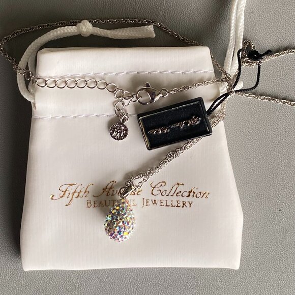 NWT FAC Sparkling Crystal Teardrop Pendant Necklace - Picture 4 of 6